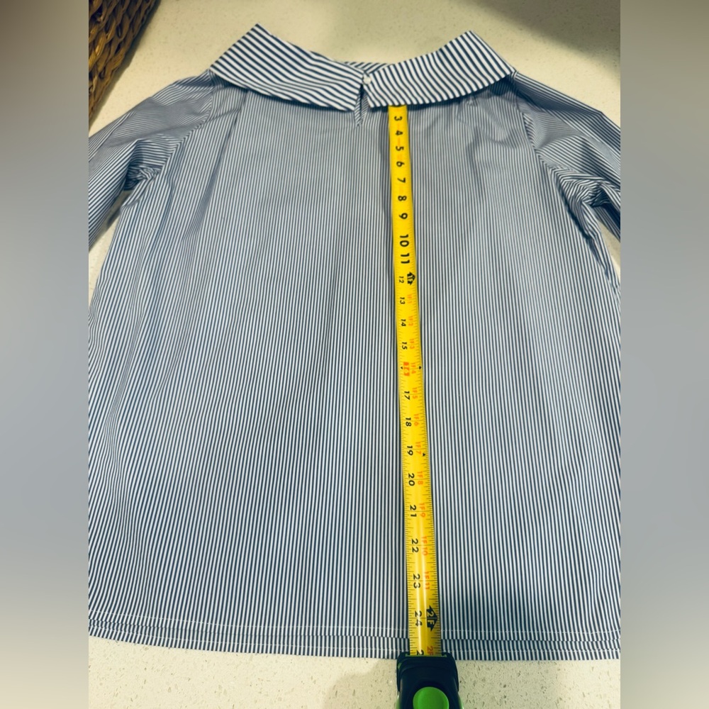 Talbots Blue and White Striped Top with Wide Collar - Picture 6 of 7